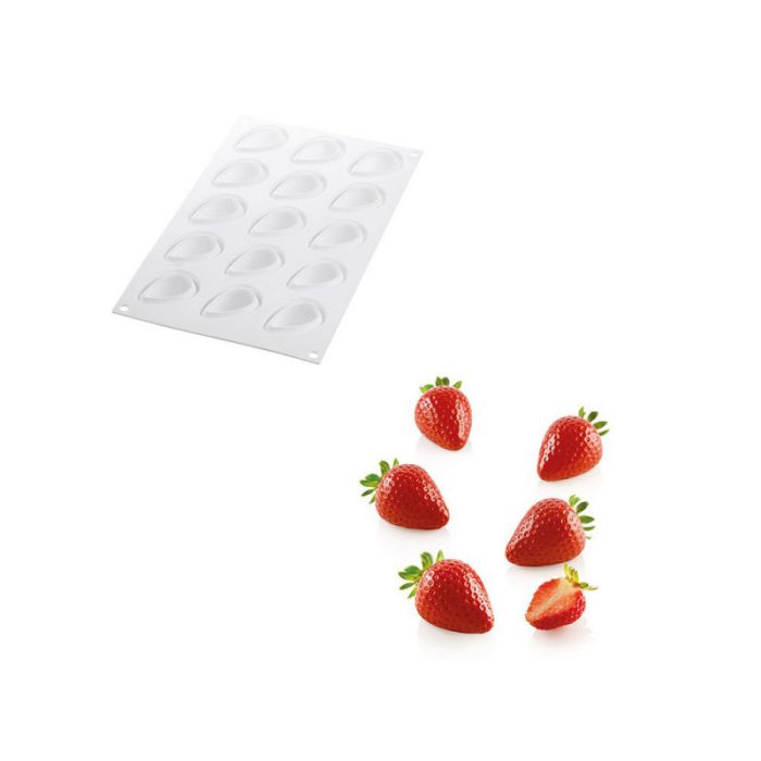 Moule de pâtisserie fraise 3D en silicone Silikomart